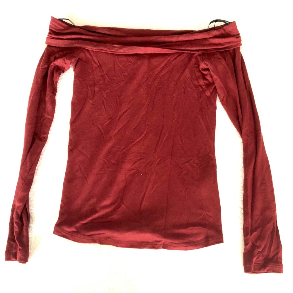 Burnt Orange long sleeve off the shoulder blouse